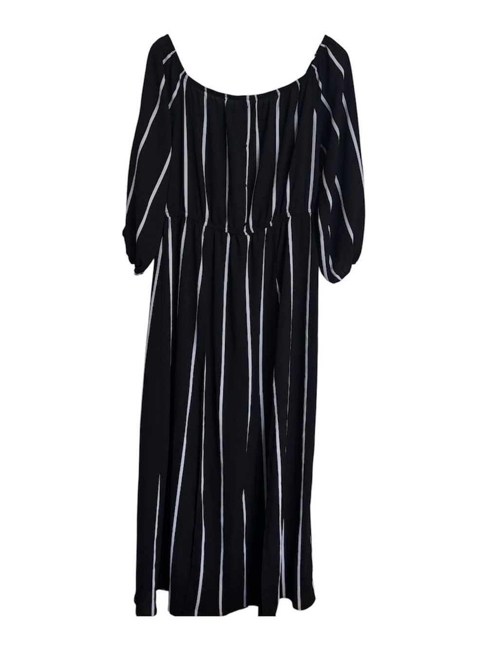 Iris Maxi Overlay Romper Dress Black Stripe Women’s 3XL Off The Shoulder Boho